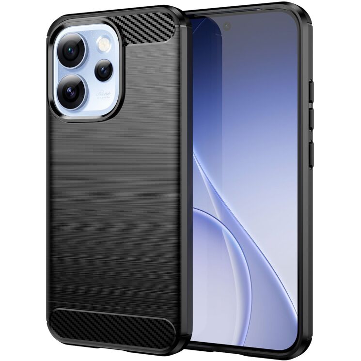 Силиконовый (TPU) чехол UniCase Carbon для OPPO Reno 15 Pro - Black: фото 1 из 8