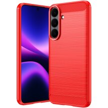 Силиконовый (TPU) чехол UniCase Carbon для Samsung Galaxy S26 FE - Red: фото 1 из 9