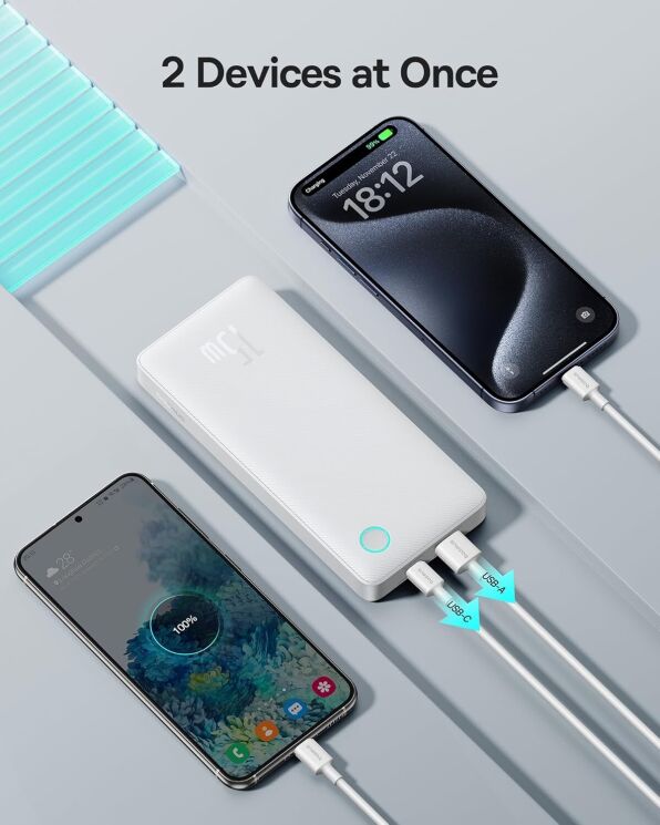Зовнішній акумулятор Baseus Airpow Lite 15W (10000mAh) P10067500213-00 - White: фото 4 з 8