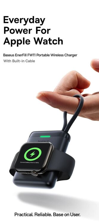 Зовнішній акумулятор Baseus EnerFill FW11 5W (1640mAh) для Apple Watch (E02053) - Midnight: фото 5 з 15