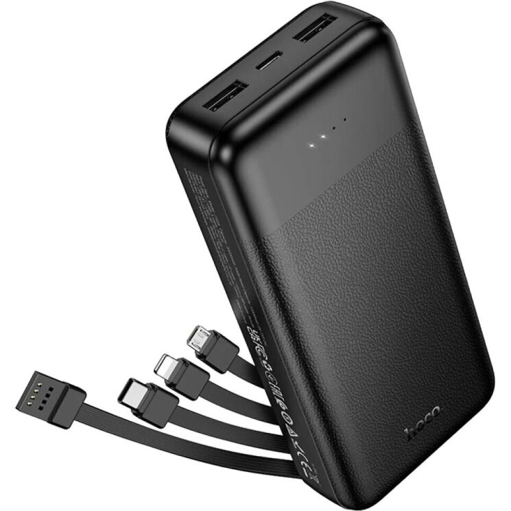 Внешний аккумулятор Hoco J163A 10W (20000mAh) + кабель MicroUSB + Type-C + Lightning + USB - Black: фото 1 из 5