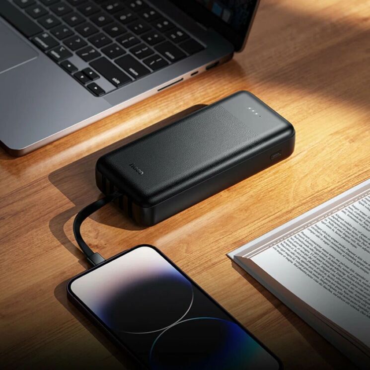 Внешний аккумулятор Hoco J163A 10W (20000mAh) + кабель MicroUSB + Type-C + Lightning + USB - Black: фото 5 из 5