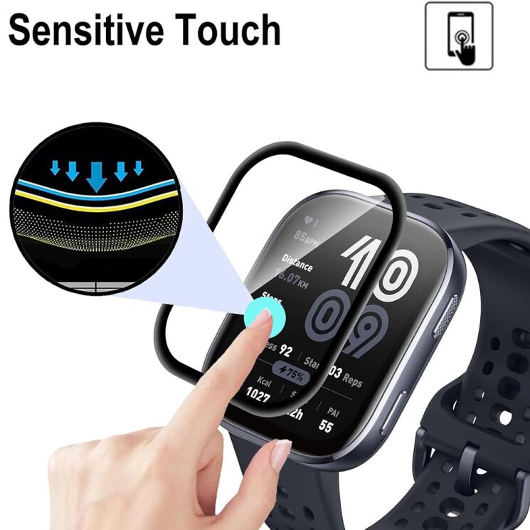 Защитная пленка Deexe 3D Film для Xiaomi Amazfit Bip 6 - Black: фото 4 из 5