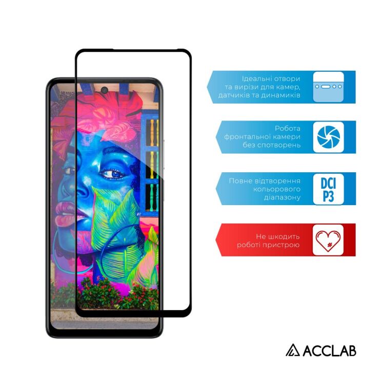 Захисне скло ACCLAB Full Glue для TECNO Spark 20 Pro - Black: фото 5 з 7