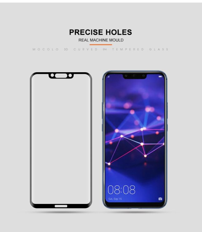 Захисне скло MOCOLO 3D Curved Full Size для Huawei Mate 20 Lite - Black: фото 8 з 11