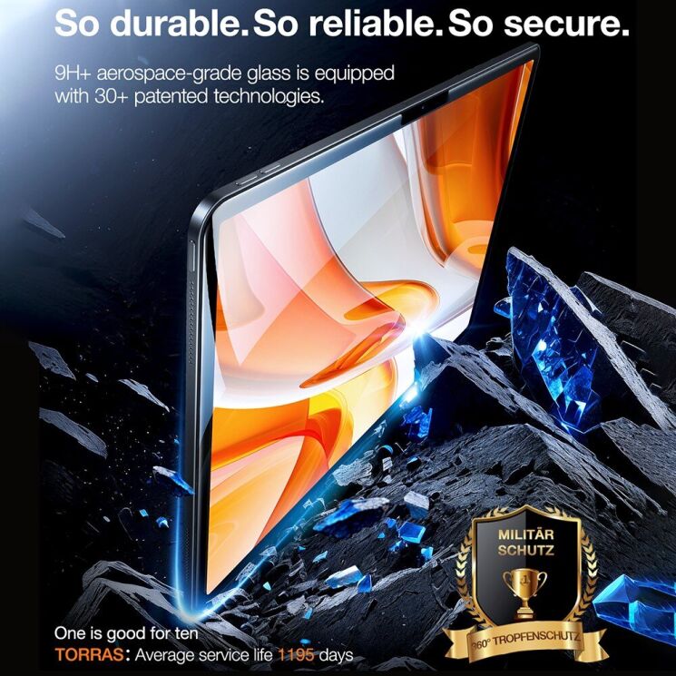 Защитное стекло TORRAS GlassGo Screen Protector для iPad Pro 13 M5/M4 (2025/2024): фото 5 из 6