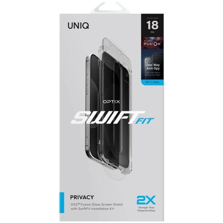 Защитное стекло UNIQ Optix SwiftFit Privacy DX2 для iPhone 18 Pro (UNIQ-IP6.3P(2026)-SWIFITPRIV) - Black (440139B) Защитное стекло UNIQ Optix SwiftFit Privacy DX2 для iPhone 18 Pro (UNIQ-IP6.3P(2026)-SWIFITPRIV) - Black: фото 6 из 7