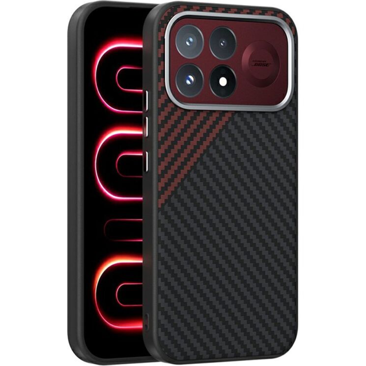 Защитный чехол ABEEL Carbon Fiber Case (FP) для Xiaomi Poco F9 Pro - Black / Red: фото 1 из 8
