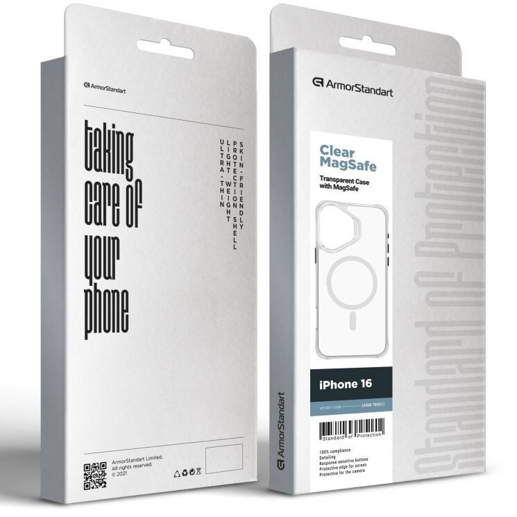 Защитный чехол ArmorStandart Clear Magsafe для Apple iPhone 16 - Tansparent: фото 2 из 2