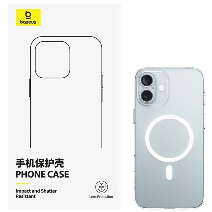 Защитный чехол BASEUS Crystal Magnetic Phone Case для Apple iPhone 16 - Transparent: фото 2 из 4