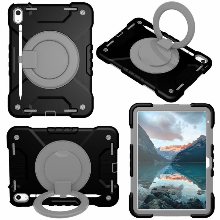 Захисний чохол Deexe Battle Case для Apple iPad 10.9 (2022) / iPad 11 (2025) - Black / Grey: фото 4 з 11