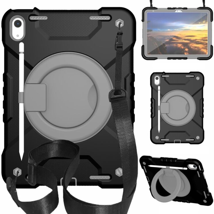 Захисний чохол Deexe Battle Case для Apple iPad 10.9 (2022) / iPad 11 (2025) - Black / Grey: фото 1 з 11