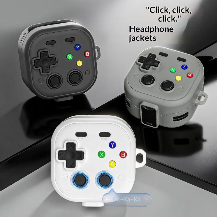 Захисний чохол Deexe Game Design для Samsung Galaxy Buds 4 / Buds 4 Pro - Grey: фото 7 з 9