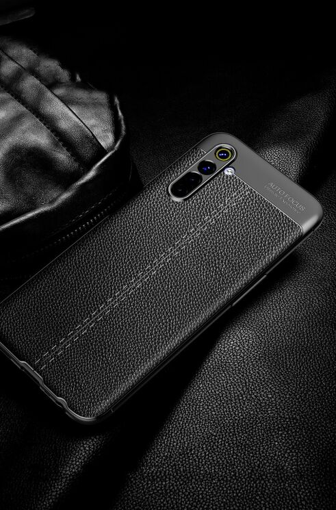 Защитный чехол Deexe Leather Cover для Realme 6 / 6s - Black: фото 7 из 13