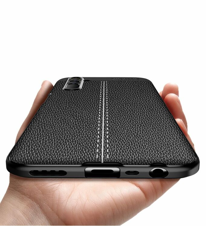 Защитный чехол Deexe Leather Cover для Realme 6 / 6s - Black: фото 12 из 13
