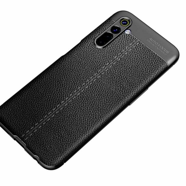 Защитный чехол Deexe Leather Cover для Realme 6 / 6s - Black: фото 3 из 13