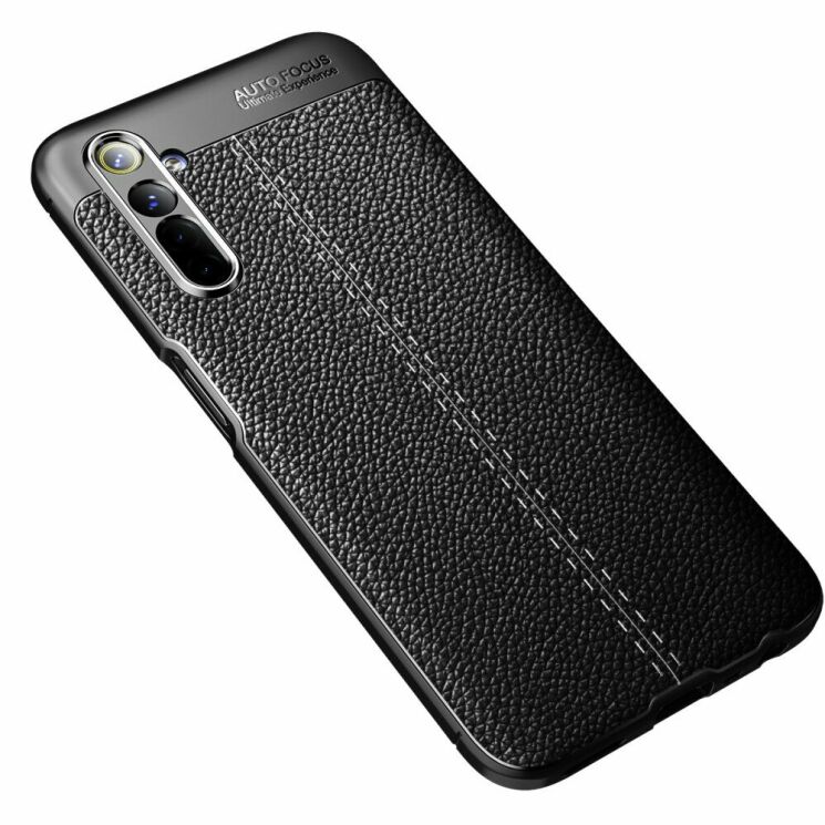 Защитный чехол Deexe Leather Cover для Realme 6 / 6s - Black: фото 2 из 13