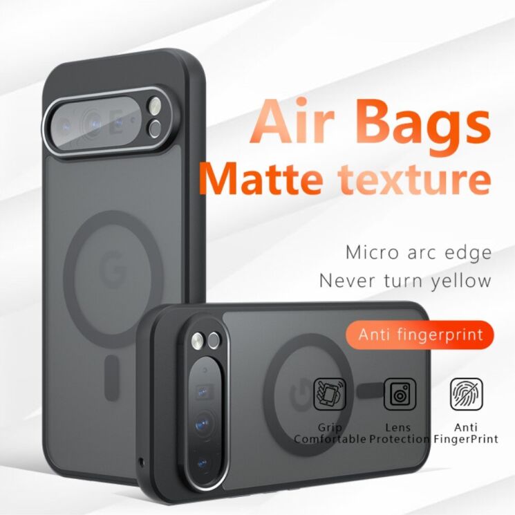 Защитный чехол Deexe Matte Skin with MagSafe для Google Pixel 9 Pro XL - Transparent / Black: фото 3 из 13