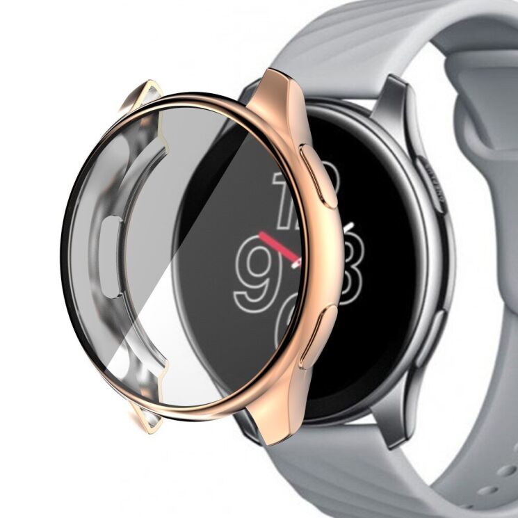 Защитный чехол Deexe Protective Frame для OnePlus Watch - Rose Gold: фото 2 из 9