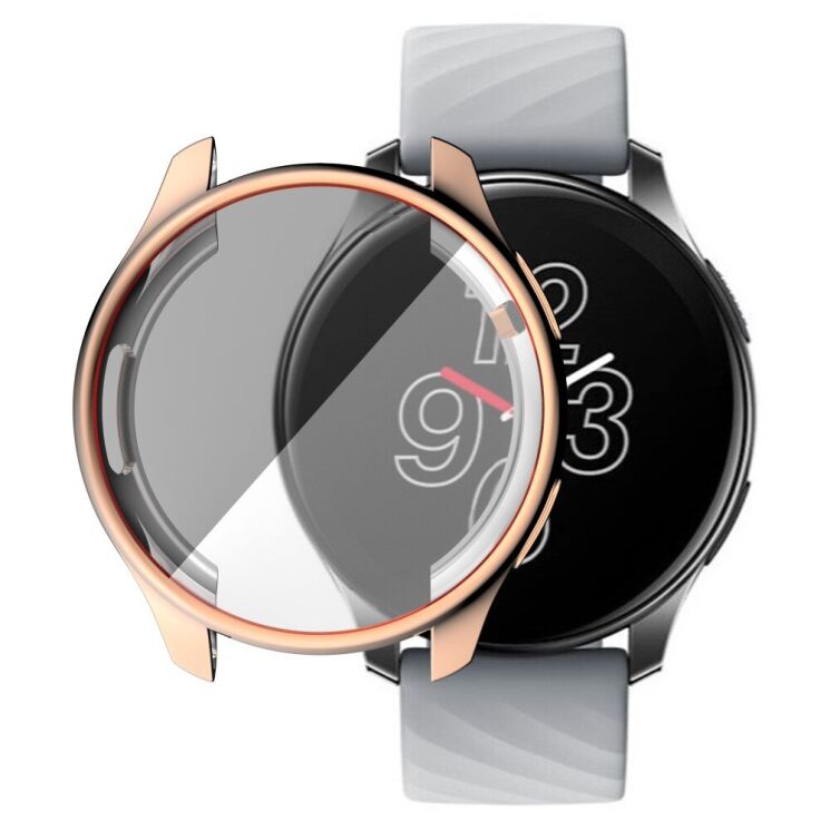 Защитный чехол Deexe Protective Frame для OnePlus Watch - Rose Gold: фото 1 из 9