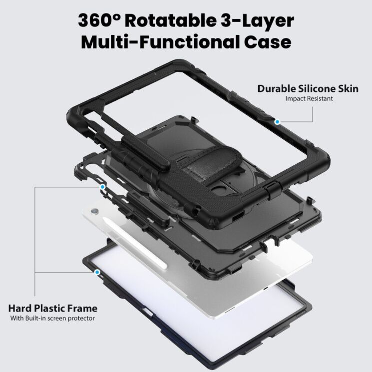 Защитный чехол Deexe Shockproof Case для Samsung Galaxy Tab S10 FE Plus - Black: фото 10 из 10