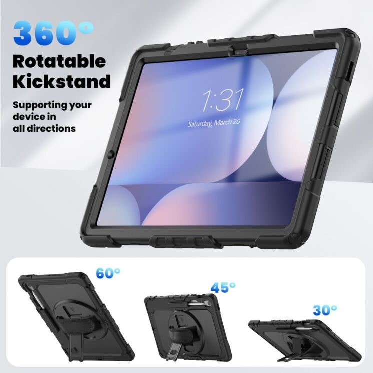 Защитный чехол Deexe Shockproof Case для Samsung Galaxy Tab S10 FE Plus - Black: фото 5 из 10
