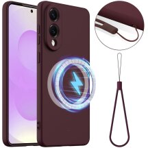 Защитный чехол Deexe Silicone Case with MagSafe для Samsung Galaxy S25 Edge (S937) - Wine Red: фото 1 из 9
