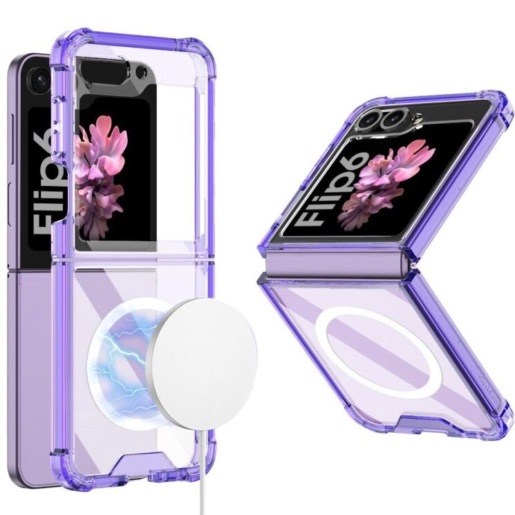 Защитный чехол GKK AirBag Magnetic для Samsung Galaxy Flip 6 - Transparent Purple: фото 1 из 8