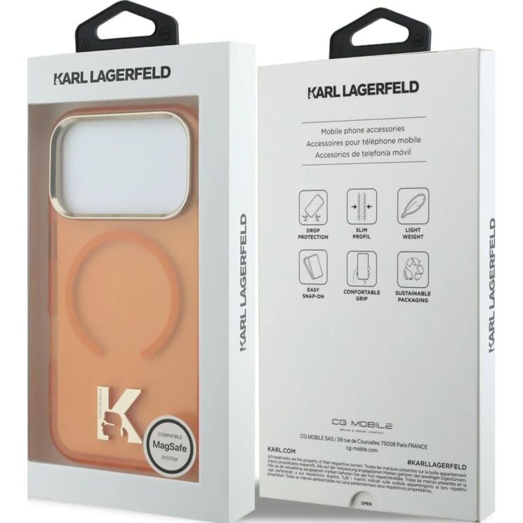 Захисний чохол Karl Lagerfeld IML K Head Logo MagSafe для iPhone 17 Pro (KLHMP17L5HTMKHDO) - Orange: фото 8 з 8
