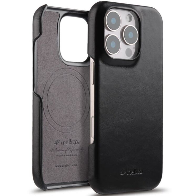 Защитный чехол MELKCO Leather Back Cover (with MagSafe Support) для Apple iPhone 16 Pro - Black: фото 1 из 5