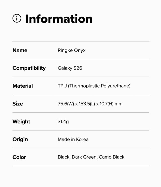 Защитный чехол Ringke Onyx для Samsung Galaxy S26 (S942) 8800328816411 - Black: фото 14 из 14