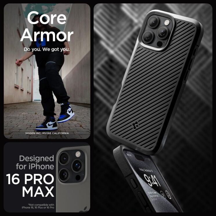Захисний чохол Spigen (SGP) Core Armor для Apple iPhone 16 Pro Max - Matte Black: фото 8 з 13