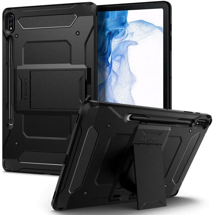 Защитный чехол Spigen (SGP) Tough Armor Pro для Samsung Galaxy Tab S7 Plus (T970/975) / S8 Plus (T800/806) ACS01609 - Black: фото 1 из 16