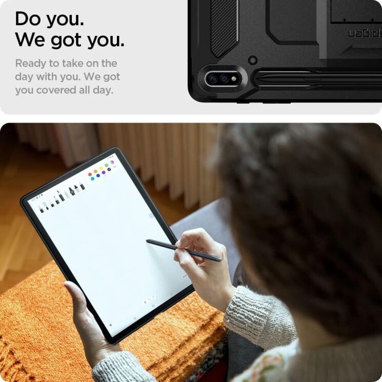 Защитный чехол Spigen (SGP) Tough Armor Pro для Samsung Galaxy Tab S7 Plus (T970/975) / S8 Plus (T800/806) ACS01609 - Black: фото 13 из 16