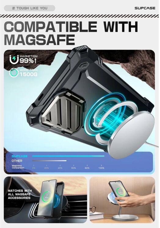 Защитный чехол Supcase Unicorn Beetle MAG XT Bumper Case для Samsung Galaxy S25 Ultra (S938) 843439156609 - Black: фото 11 из 12