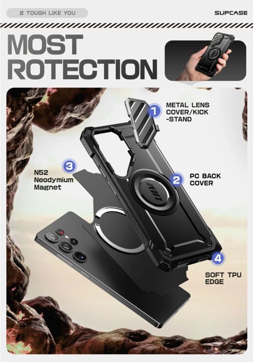 Защитный чехол Supcase Unicorn Beetle MAG XT Bumper Case для Samsung Galaxy S25 Ultra (S938) 843439156609 - Black: фото 9 из 12