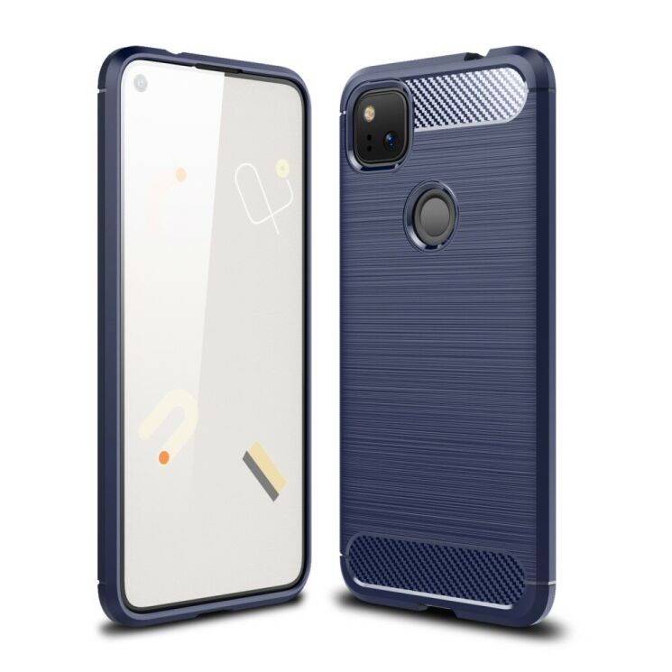 Силиконовый (TPU) чехол UniCase Carbon для Google Pixel 4A - Dark Blue: фото 1 из 10