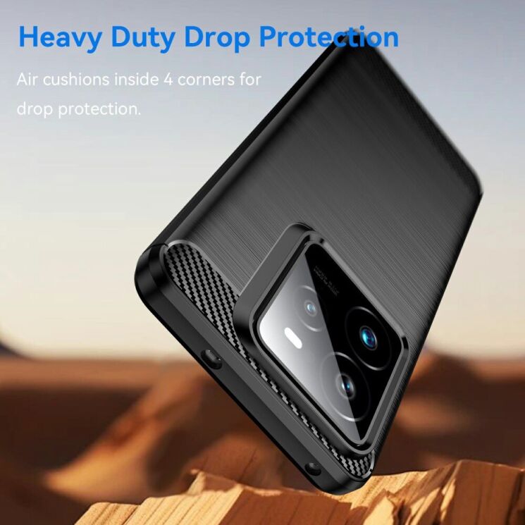 Защитный чехол UniCase Carbon для Realme GT 7 Pro - Black: фото 3 из 8