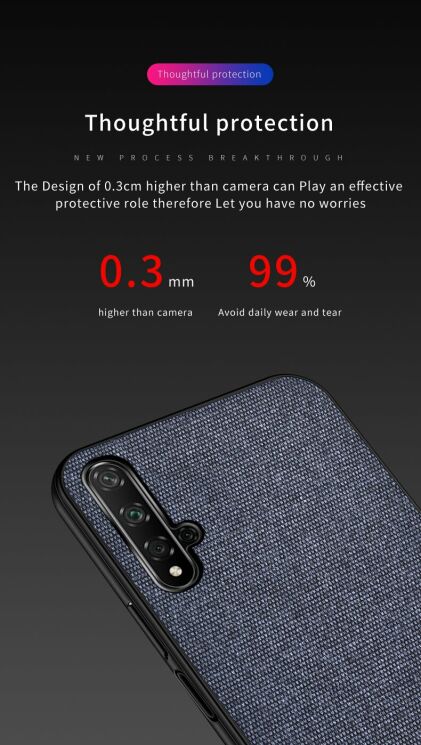 Захисний чохол UniCase Cloth Texture для Huawei Honor 20 / Nova 5T - Black: фото 8 з 11