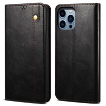Защитный чехол UniCase Leather Wallet для Apple iPhone 14 Pro Max - Black: фото 1 из 9