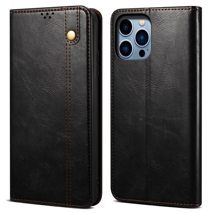 Защитный чехол UniCase Leather Wallet для Apple iPhone 14 Pro Max - Black: фото 1 из 9