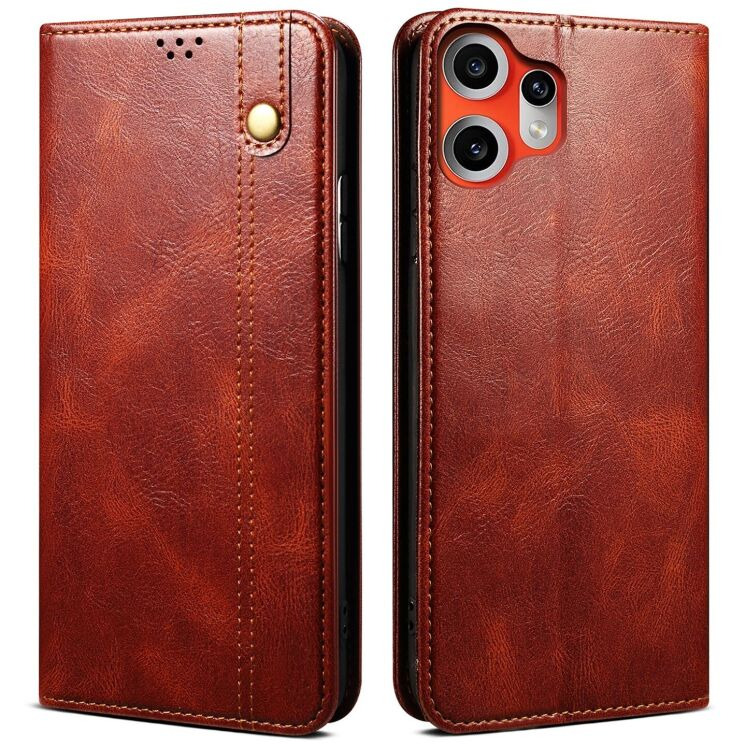 Защитный чехол UniCase Leather Wallet для Nothing CMF Phone 2 Pro - Brown: фото 1 из 7