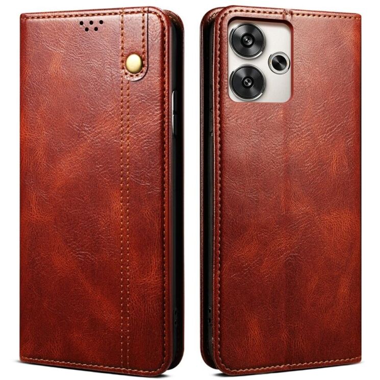 Защитный чехол UniCase Leather Wallet для Xiaomi Redmi 13 - Brown: фото 1 из 6