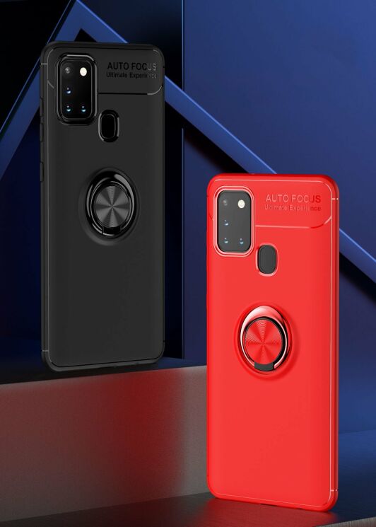 Чехол с магнитным кольцом UniCase Magnetic Ring для Samsung Galaxy A21s (A217) - Black / Rose Gold: фото 3 из 9