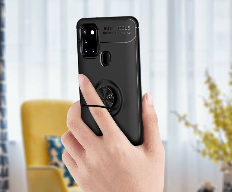 Чехол с магнитным кольцом UniCase Magnetic Ring для Samsung Galaxy A21s (A217) - Black / Rose Gold: фото 8 из 9