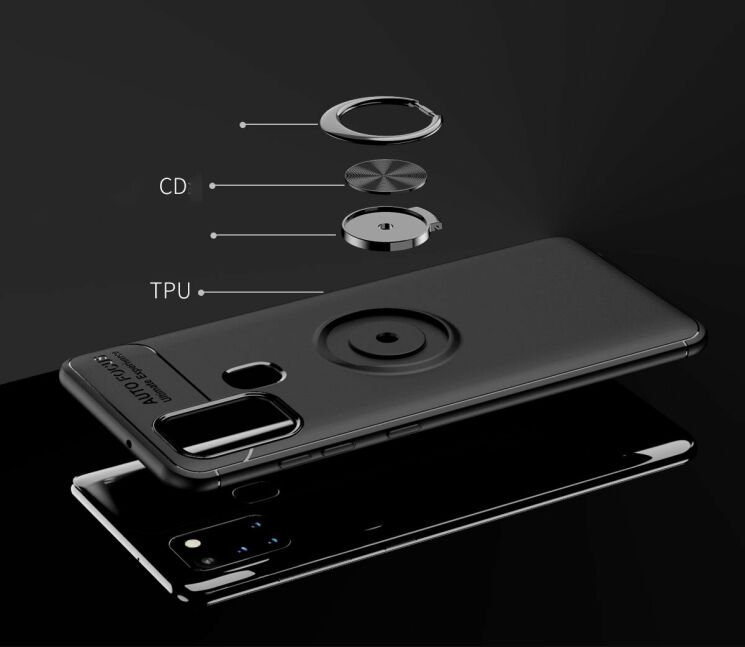 Чехол с магнитным кольцом UniCase Magnetic Ring для Samsung Galaxy A21s (A217) - Black / Rose Gold: фото 5 из 9