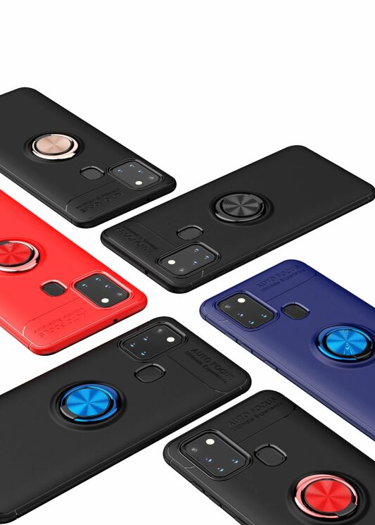 Чехол с магнитным кольцом UniCase Magnetic Ring для Samsung Galaxy A21s (A217) - Black / Rose Gold: фото 4 из 9