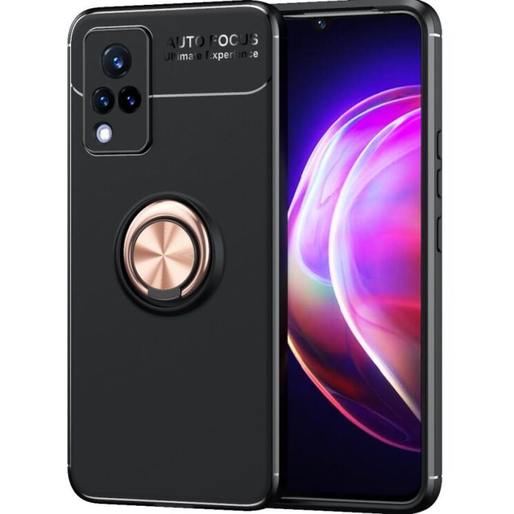 Защитный чехол UniCase Magnetic Ring для VIVO V21 - Black / Rose Gold: фото 1 из 10