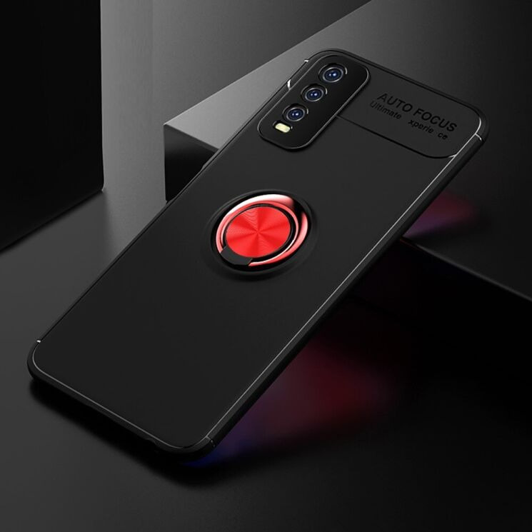Чехол с магнитным кольцом UniCase Magnetic Ring для VIVO Y20 (V2027) / Y12s - Black / Red: фото 2 из 2