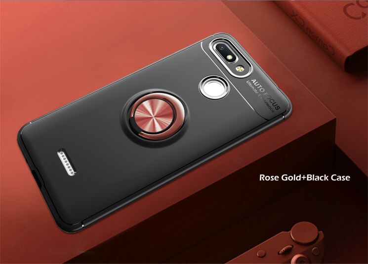 Защитный чехол UniCase Magnetic Ring для Xiaomi Redmi 6 - Black / Rose: фото 2 из 11